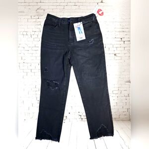 YMI Black Distressed Black Jeans Sz11 Inseam 26"